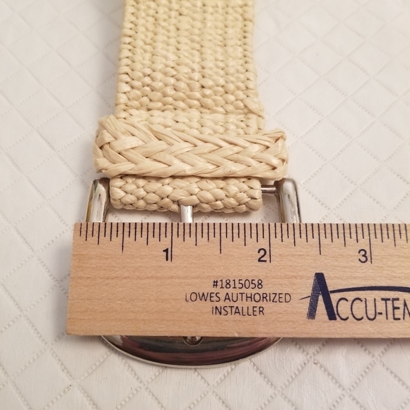 Womens Braided Belt Beige Cotton Golf  Sz  33-35. 1.5 Inch Wide - Picture 5 of 7